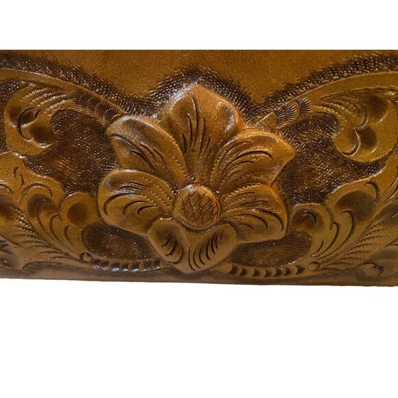 LOPEZ CAMACHO LEATHER HANDBAG, Hand Made In Mexico Indian Flower Excellent Cond - Picture 12 of 13